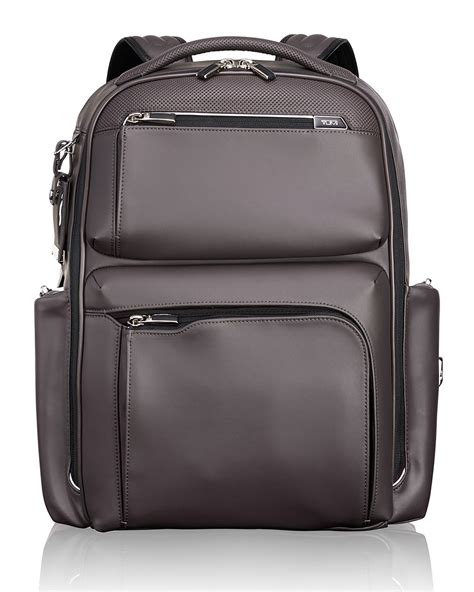 tumi leather backpack.